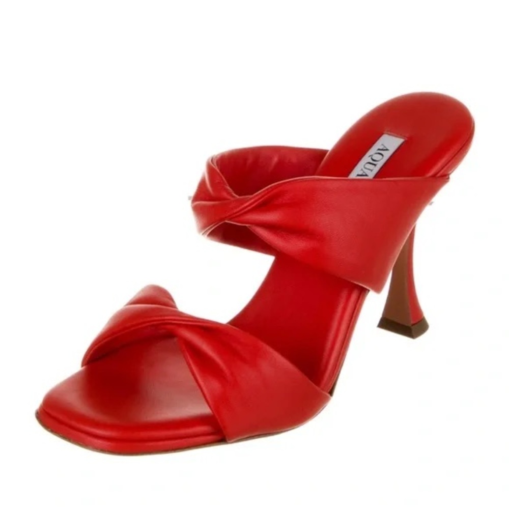 Aquazzura Red Knotted Leather Mule Heels